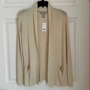 NWT Banana Republic Silk Cashmere Cream Cardigan Sweater Open Front Small